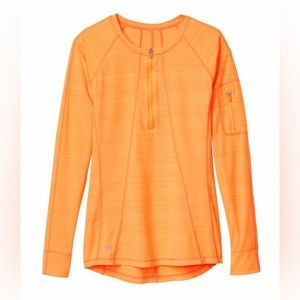 Athleta Pacifica Long Sleeve 3/4 Zip Shirt Color: Orange Sherbet Size: medium